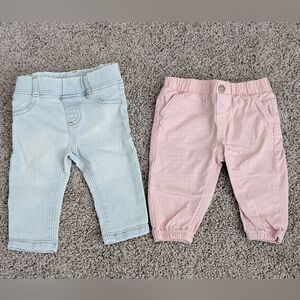 Garanimals Girl Light Blue Jeans and Pink  Cargos Size 3-6 Months
